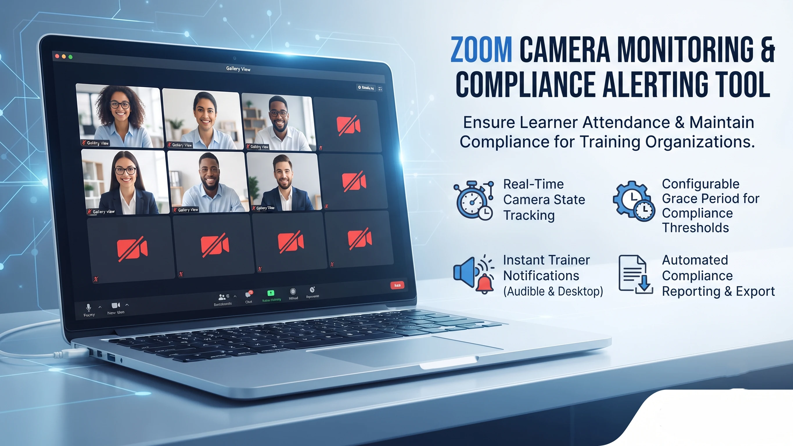 Zoom Camera Monitoring Software | Live Participant Camera-Off Alerts